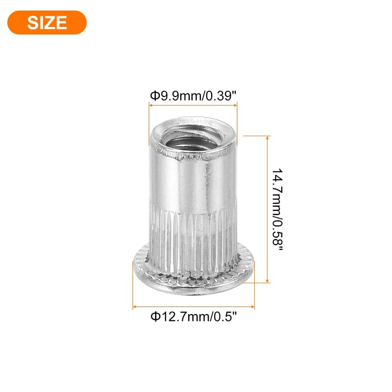 sourcing map 45Pcs Rivet Nut Flat Head, 1/4"-20 Socket Head