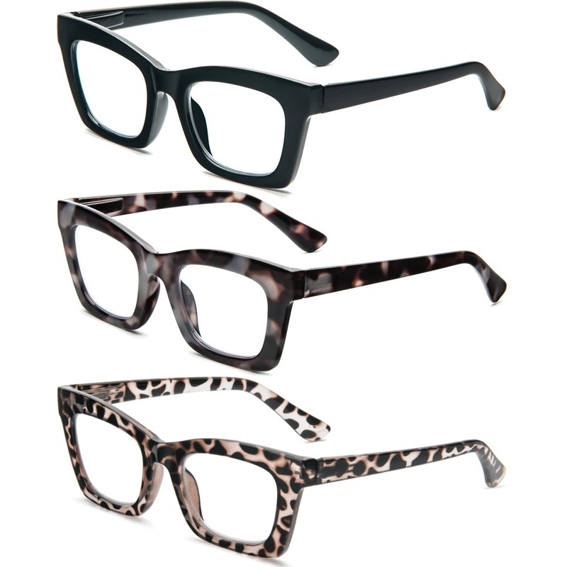 REAVEE 3 Pack Oprah Style Reading Glasses for Women Blue