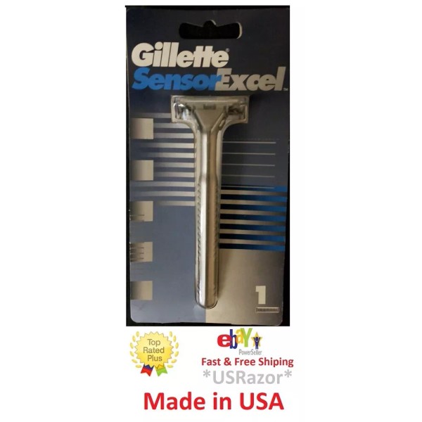 Gillette Sensor Excel Razor Metal Handle blade Shaver Made USA