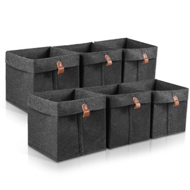 6Pcs Storage Cubes Felt Fabric Storage Bins 9x9x10inch 12L Collapsible Room Organisers Foldable Nursery Storage Baskets Box for Clothes Books Shoes Toys(grey)