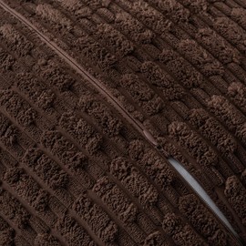 DEZENE Patchwork Throw Pillow Covers Set of 2 Striped Soft Corduroy Rectangular Lumbar Decorative Couch Pillow Cases Boho Accent Farmhouse Home Decor for Bed Sofa Living Room, Brown, 12x20-Inch