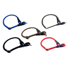 Soft Cord Dog Collar with Pull Limitation, Nylon Neck, Pull Stopper, Red, XXXS - 30 cm, Adjustable, Robust, Weatherproof, Textile Reinforced Interior and Leather End Caps