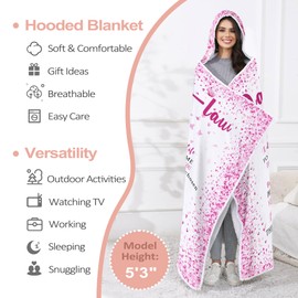 Taesun Mother's Day Daughter in Law Gifts, Wearable Hoodie Blanket From Mother in Law, Thoughtful Hooded Blanket 47x72 in for Birthday