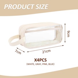 4 Pieces of Transparent Pencil Bags, PVC Pencil Stationery Bags, Waterproof Exam Pen Bags, Cosmetic Storage Bags, Travel Toiletry Bags, Office Supplies Bags