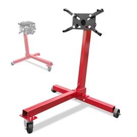 Engine Stand 750Lbs Capacity, 360 Degree Rotating Engine Run Stand with 3-Casters, Heavy Duty Motorcycle Engine Stand for Auto Repair, Vehicle Maintenance, Red