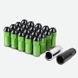 Auto Dynasty M12 x 1.25 Open/Closed End Style Aluminum Alloy Wheel Lug Nuts + 2 X Deep Drive Extension, Green, 20-Piece