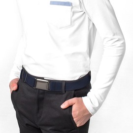 Kajeer Elastic Kids Belts for Boys Girls - Adjustable Boys Belts for School Uniforms with Silver Square Buckle