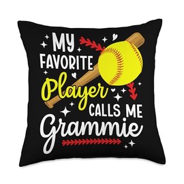 Proud Softball Grammie Of A Softball Player Grammie Throw Pillow
