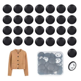 letsinstyle 30 PCS 20mm Black Faux Leather Covered Buttons, Round PU Leather Button with Shank, Sew On Knitting DIY Handcraft Decoration for Furniture Jeans Sofa