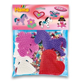 Hama Perlen 4415 Set for Playgroups with Approx. 3,000 Colourful Midi Iron-On Beads with Diameter 5 mm, Motif Templates and 4 Pin Plates, Includes Ironing Paper, Creative Craft Fun for Young and Old