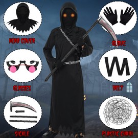 Angenster Halloween Reaper Cosplay Costume, For Children, Cape, Costume, Boys, Girls, Disguise, Popular, Activities, Fear, Stage Wear, Year-end Party, Performing Clothes, School Festivals, Cultural