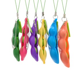 Volscity 6 Pack Peapod Fidget Toy ,Sensory Bean Squeeze-a-Bean,Soybean Stress Relieving Chain Toys,Edamame Keychain,Pea Keychain Soybean Gift for Children and Adults Release Stress (6 Pack)