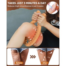 ONUEMP Wooden Cellulite Remover for Legs, Wood Therapy Tools Maderoterapia Kit Colombiana for Lymphatic Drainage, Body Sculpting and Skin Tightening, Fascia Massage Muscle Roller for Thighs & Calves