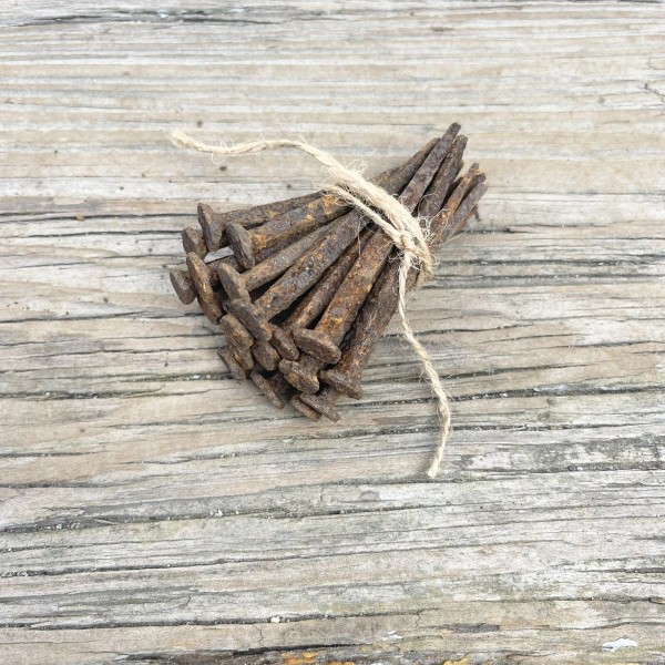 Two Dozen (24) Old Hand Cut 2.5” Square Head Nails,
