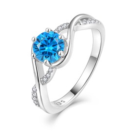 CARICY Women Ring,925 Sterling Silver Infinity Promise Ring Aquamarine March Birthstone Jewelry Ring for Women Engagement Ring Size 6