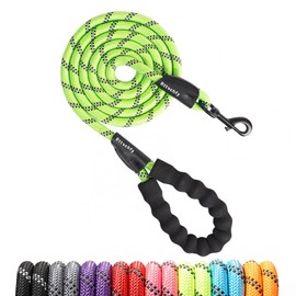 Rttochfy Dog Leash - Heavy Duty Rope Leash with Padded Handle and Reflective Stripes for Puppy Training, 2/4/5/6/8/10 FT, Green, 1/2" Width