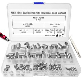 WZYTEU 150 Piece Thread Repair Set, 304 Stainless Steel Wire Thread Self-Tapping Reinforcing Repair Tool M3 M4 M5 M6 M8 M10 M12 (Gift Give: Tweezers)