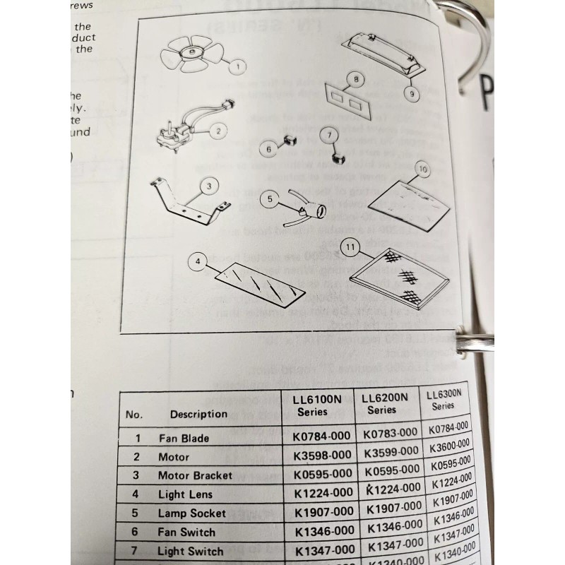 NuTone Light Cover For Models LL 6100 To 6400 Part