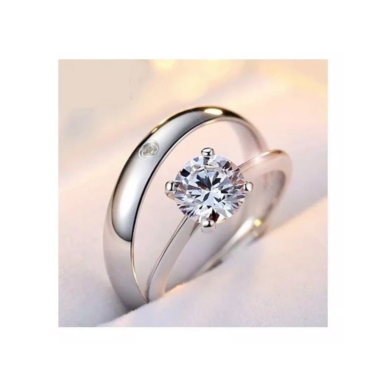 Monbelle 2 Anillos Duo Promesa Plata Fina 925 Amor Parejas