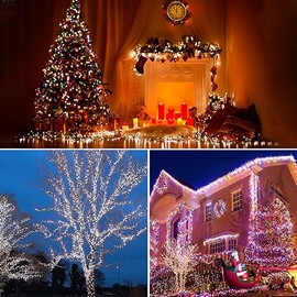 DAHAN Luces de Navidad, 20 M 200 LED 11 Modos de Iluminación Que Cambian de Color, Blanco Frío y Multicolor con Remoto, Enchufe de Extremo a Extremo para Exterior, Navidad, Fiesta