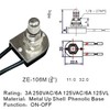 Rhinenet Rotary Switch Zing Ear ZE-106M On/Off 3/8" Light Lamp