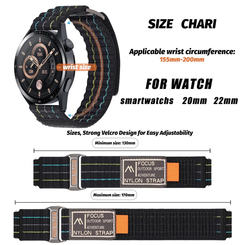SQHYWJ Watch Band, 0.8 inch (20 mm), 0.9 inch (22