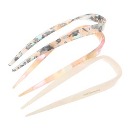 Baluue 3pcs Vintage Acetate U Shaped Hairpins for Women Retro Hair Forks Non Damaging Hair Sticks for French Twist Hairstyles Stylish Headdress Accessories