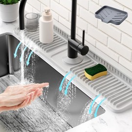 Descubre la innovación de JWBHOGAR: Accesorio para el hogar con 【Jabonera de Regalo Incluida – Combinación 2 en 1】A diferencia de otros tapetes para grifo que vienen.