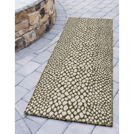 Unique Loom Outdoor Collection Area Rug - Cape Town (2' x 8' Runner, Green/ Ivory)