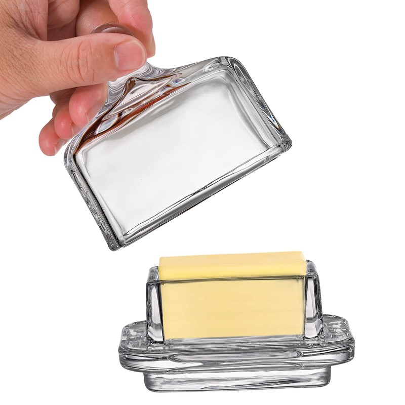 Dicunoy 2 Pack Glass Butter Dishes with Lids, Mini Butter