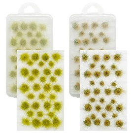 Cayway 64 PCS Static Grass Tuft Green Model Grass Tufts Railway Artificial Grass Miniature Grass Tuft Terrain Kit for DIY Model Railway Fairy Garden Diorama Scenery