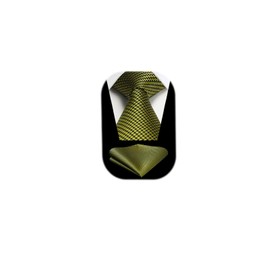 HISDERN Green Ties for Men Olive Green Mens Tie and Pocket Square Set Silk Wedding Forest Green Neckties Handkerchief Formal Elegant Necktie