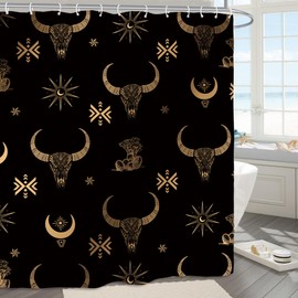 Yookeb Black Off White Abstract Minimalist Bathroom Shower Curtain 60W by 71H Inch Geometric Modern Abstract Neutral Contemporary Brushstroke Polyester Fabric 12 Plastic Hooks Waterproof Decor