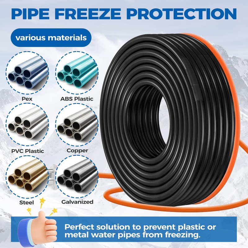 JDZKOMKE 5W/FT 120V Pipe Heat Tape 80FT (3FT-200FT) - Freeze