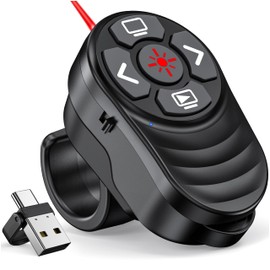 DinoFire USB Type C Wireless Presenter Remote Presentation Laser Pointer Finger Ring PowerPoint Clicker-Slide Advancer for Mac Laptop Class Office