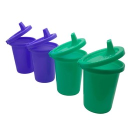 EJA Designs Sippy Cup for 1 Year Old and Toddlers with Attached Lid - Spill Proof, Stackable, Dishwasher Safe - 10 Oz, 4 Count - Never Lose a Lid Again - Baby Sippy Cups (Purple & Teal)