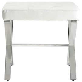 Pemberly Row Modern/Contemporary Vanity Bench White/Chrome