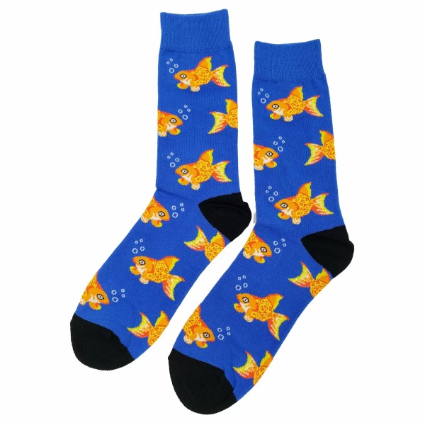 Sockfly NWT Goldfish Dress Socks Novelty Men 8-12 Blue Crazy