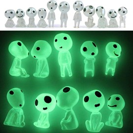 BLUWTE 10pcs Garden Statue Accessories,Princess Mononoke Luminous Tree Elves,Glow in Dark Tree Elves,Princess Mononoke Tree Spirits for Yard Patio Lawn Micro Landscape