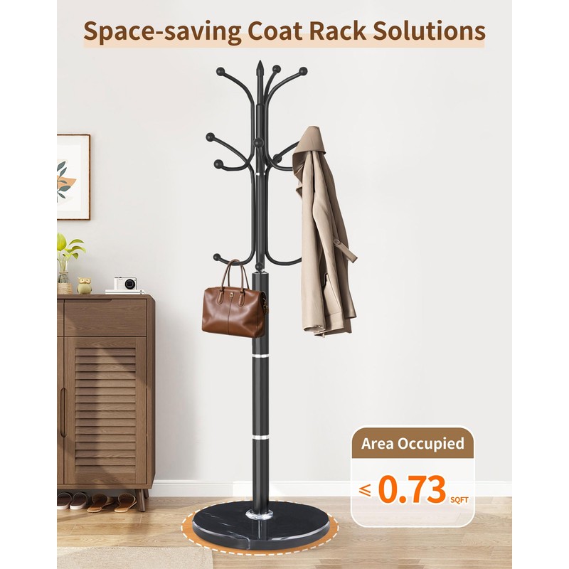 Modern Coat Rack Stand, Metal Freestanding Coat Rack with Natural