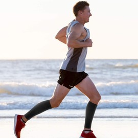 SATINIOR 4 Pairs Calf Compression Sleeve Leg Compression Sock Calf and Shin Support Relieve Calf Pain for Men Women Running (Black, White, Gray, Blue, X-large)