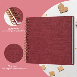 Cherrich Small Scrapbook 8x8 Inch, Linen Photo Album Mini Scrap Book, Kraft White Pages Memory Book for Wedding, Baby, Family, Graduation, Travel, Dog, Vacation