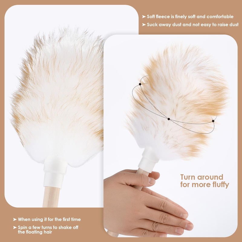 Lambswool Duster Solid Wooden Handle Lamb Wool Duster Feather Dusters