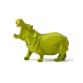 HAUCOZE Hippo Figura Decorativa Modern Escultura Arte Animal Regalo Interior Salon Estatua Resina Verde 20cm