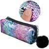 PHOGARY Mermaid Sequins Pencil Case for Girls, Glitter Pen Case