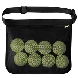 Tennis Ball Band Holder, Adjustable Pickleball Holdler for Tennis or Pickleballs, Zippered Mesh Waist Pouch Bag for Tennis Balls Holding Accessory