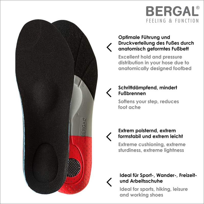 Bergal Men's X-treme Einlegesohle für Freizeit Orthotic Insole, Multicolour (Schwarz),