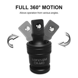 3Pack Impact Universal Joint,universal socket,Impact Socket set，1/4",3/8"and 1/2"Drivers,CR-MO Steel Universal Joint Adapter