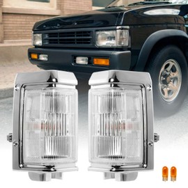 USR 88-89 Pickup Corner Light – Corner Lamps (Left + Right) Pair - Compatible with 1988-1989 Nissan Pick Up Truck / 1987-1995 Pathfinder All Models (CLEAR CORNER LIGHTS w/SOCKETS & BULBS - Plug&Play)