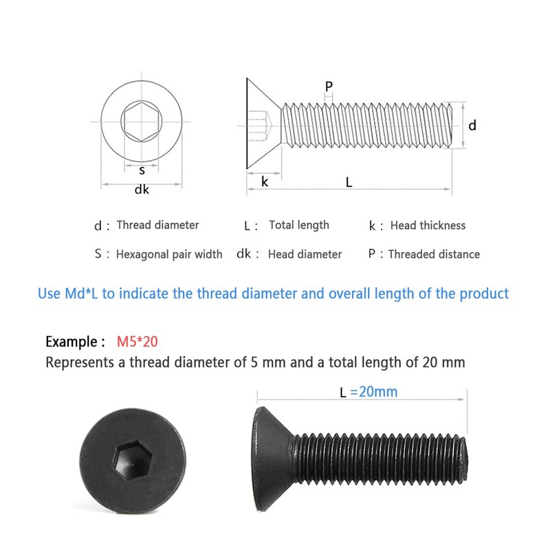 747 Pcs Nuts And Bolts Assorted Set(M3/M4/M5), Flat Hex Socket